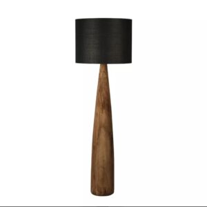 SAMSON WOOD FLOOR LAMP SADDLE BASE BLACK SHADE By Florabelle Living