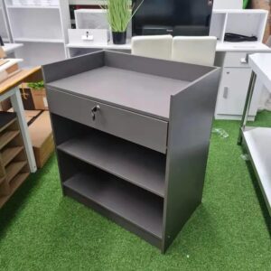BRAND NEW 80CM COMPACT RECEPTION DESK COUNTER WITH DRAWER & 2 SHELVES