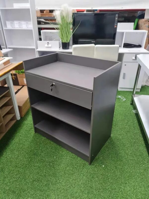 BRAND NEW 80CM COMPACT RECEPTION DESK COUNTER WITH DRAWER & 2 SHELVES