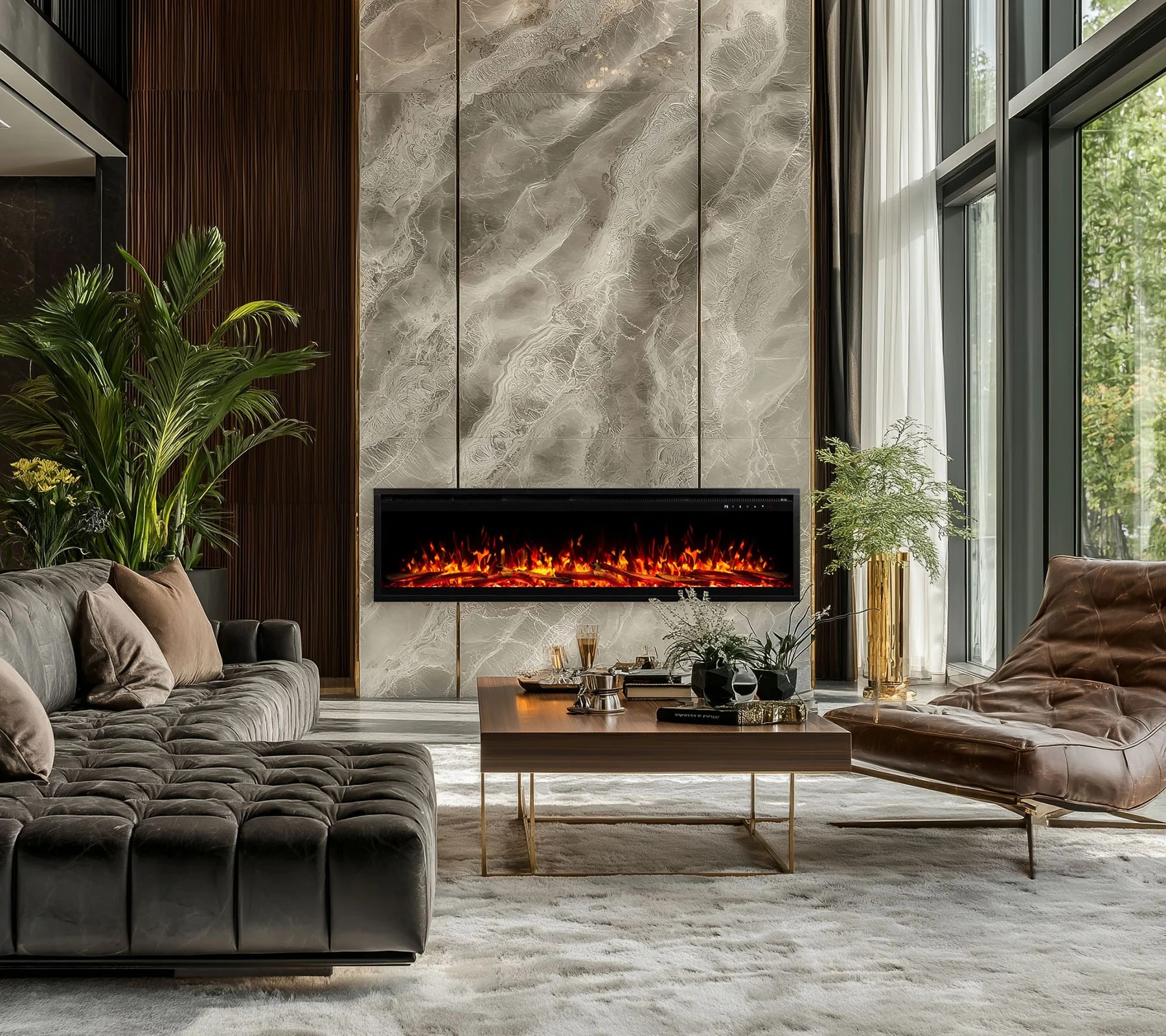 Harmony 1500W 55 inch Recessed / Wall Mounted Electric Fireplace