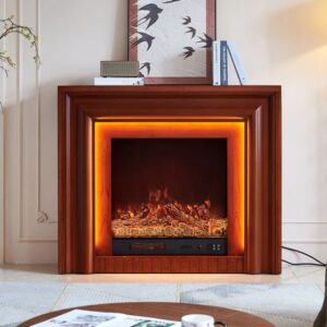 Emerald Electric Fireplace Heater Brown Mantel Suite - Smartphone Control