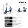 VALK Electric Scooter 12 inch Foldable Travel Adult w/ Seat eScooter Blue - Image 11