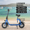 VALK Electric Scooter 12 inch Foldable Travel Adult w/ Seat eScooter Blue - Image 3
