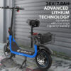 VALK Electric Scooter 12 inch Foldable Travel Adult w/ Seat eScooter Blue - Image 8