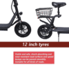 Portable Electric Scooter 50km/h 1500W Motor Foldable 12" Off Road Scooter Bike - Image 9