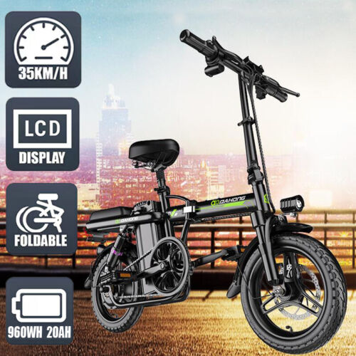 1000W Foldable Electric Bike 48V 14" Removable Lithium Battery
