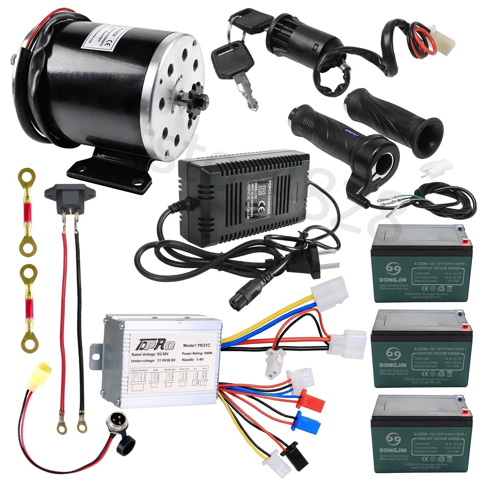 Full Set 36V 500W Brush Motor Controller Kit For EBike Gokart Quad Scooter Moped