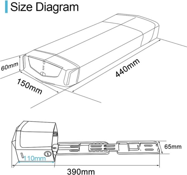 36V 13AH Electric Ebike Battery LED Rear Seat for 750W 350W 500W Rechargeable - Image 7