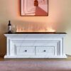 Cavallo White Marble Veneer with Water Vapour Electric Fireplace Mantel Suite – Smartphone Control - Image 3