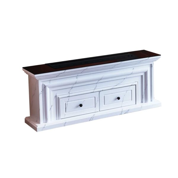 Cavallo White Marble Veneer with Water Vapour Electric Fireplace Mantel Suite – Smartphone Control - Image 2
