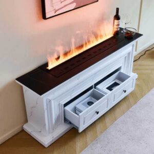 Cavallo White Marble Water Vapour Fireplace Mantel