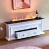 Cavallo White Marble Veneer with Water Vapour Electric Fireplace Mantel Suite – Smartphone Control - Image 6