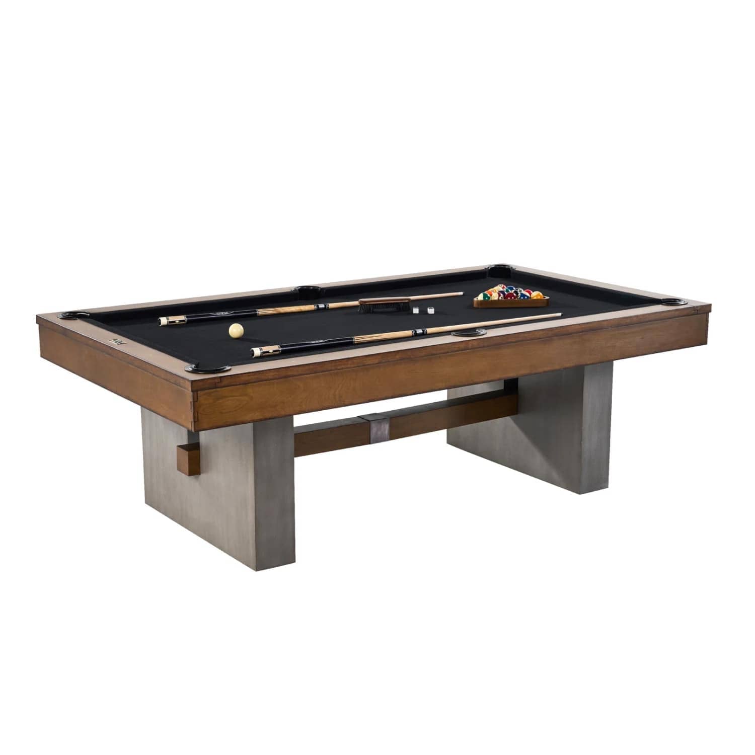 8FT Ellensbrook Slate-Tech Pool Table with faux concrete legs and leather drop pockets