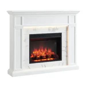Spectrum Electric Fireplace 2000W with white mantel electric fireplace suite with Solara 23 inch insert for modern living room