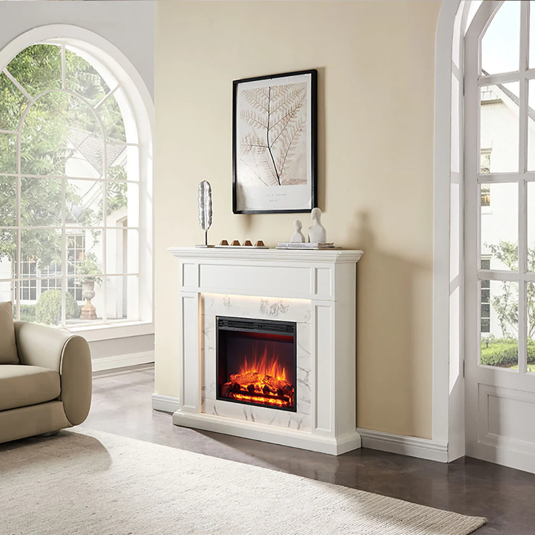 Spectrum 2000W Electric Fireplace Heater White Mantel Suite with 23" Solara Insert 5 Spectrum 2000W Electric Fireplace Heater White Mantel Suite with 23" Solara Insert - Image 5
