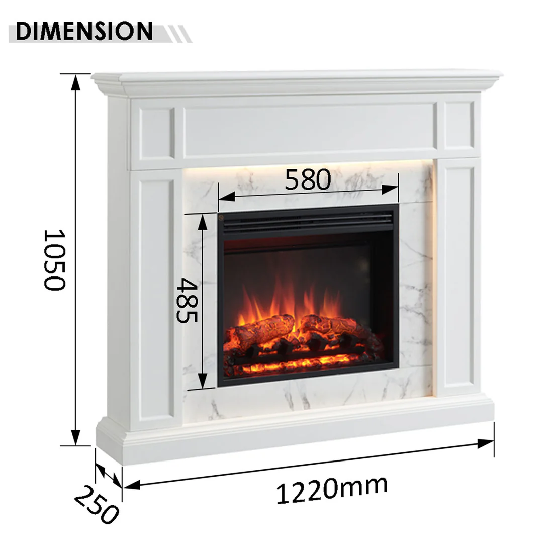 Spectrum 2000W Electric Fireplace Heater White Mantel Suite with 23" Solara Insert 12 Spectrum 2000W Electric Fireplace Heater White Mantel Suite with 23" Solara Insert - Image 12