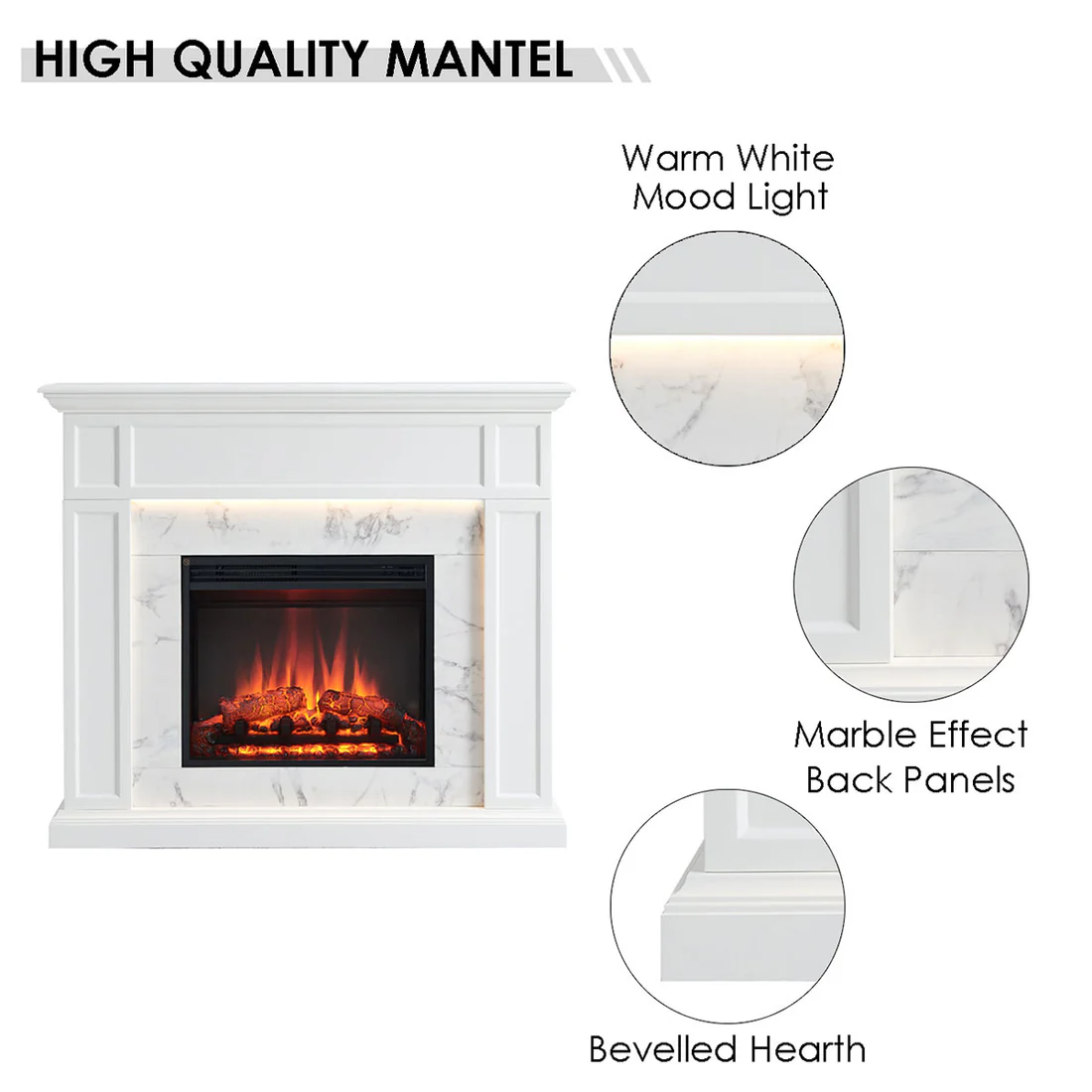 Spectrum 2000W Electric Fireplace Heater White Mantel Suite with 23" Solara Insert 11 Spectrum 2000W Electric Fireplace Heater White Mantel Suite with 23" Solara Insert - Image 11