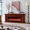 Verona 50" Wide Electric Fireplace Heater Brown Mantel Suite – Smartphone Control - Image 3