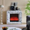 Madison 30" Electric Fireplace Heater Mantel Suite with Marble Veneer – Smartphone Control - Image 3