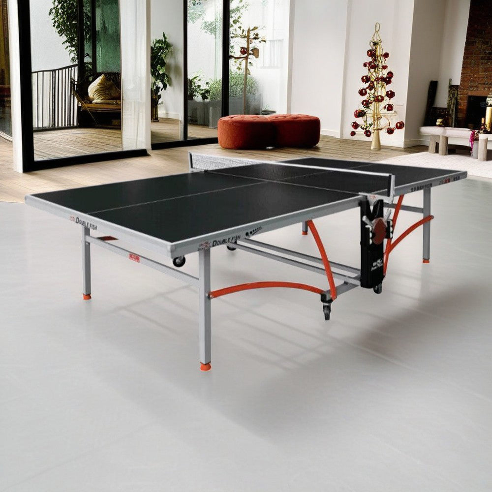 DOUBLE FISH 353 22mm Black Foldable Solo Play Indoor Table Tennis/Ping Pong Table - Bats Ball Net ITTF Approve 4 DOUBLE FISH 353 22mm Black Foldable Solo Play Indoor Table Tennis/Ping Pong Table - Bats Ball Net ITTF Approve - Image 4