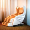 RELAXA X10 WarmBack Function Shell Handrail Design Massage Chair-WhiteOrange/BlueGrey - Image 3