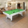 CUETIQ 8FT Outdoor Waterproof Pool Table - Carbon Steel Frame, Aluminium Rails, White Body, Free Accessories Package - Green & Red - Image 4