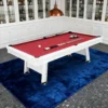 CUETIQ 8FT Outdoor Waterproof Pool Table - Carbon Steel Frame, Aluminium Rails, White Body, Free Accessories Package - Green & Red - Image 10