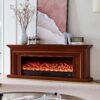 Verona 50" Wide Electric Fireplace Heater Brown Mantel Suite – Smartphone Control - Image 2