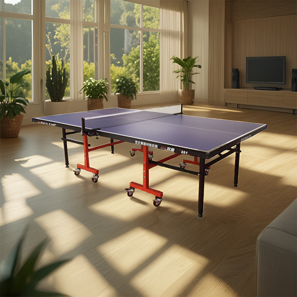 DOUBLE FISH 201 Indoor 18mm Blue Foldable Solo Play Table Tennis Pingpong Table-Bats Balls Net ITTF Approve 3 DOUBLE FISH 201 Indoor 18mm Blue Foldable Solo Play Table Tennis Pingpong Table-Bats Balls Net ITTF Approve - Image 3