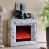 Madison 30" Electric Fireplace Heater Mantel Suite with Marble Veneer – Smartphone Control - Image 2