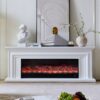 Verona 50" Wide Electric Fireplace Heater White Mantel Suite - Smartphone Control
