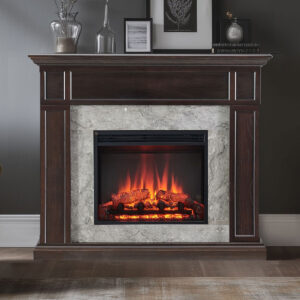 Pearl 2000W Electric Fireplace Heater Espresso Oak Mantel Suite