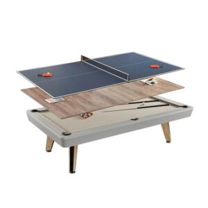 CUETIQ L006 3-in-1 7/8/9FT Slate Billiard & Ping-Pong Table Oak
