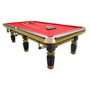 QUESLA 4.5cm Thickness Slate 9FT Steel Handrail Luxury Pool Snooker Billiard Table with Elegant Brass Detailing