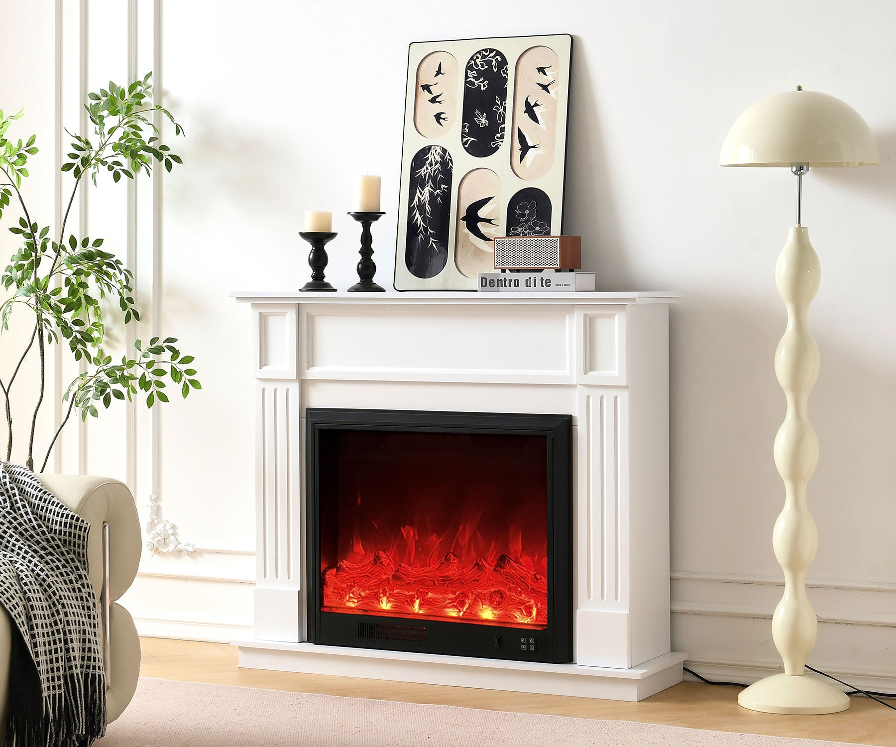 Clarendon 30" Electric Fireplace Heater White Mantel Suite with 30" Orion Insert 2 Clarendon 30" Electric Fireplace Heater White Mantel Suite with 30" Orion Insert - Image 2