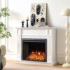 Clarendon 2000W Electric Fireplace Heater White Mantel Suite with 30" Starlight Insert - Image 2