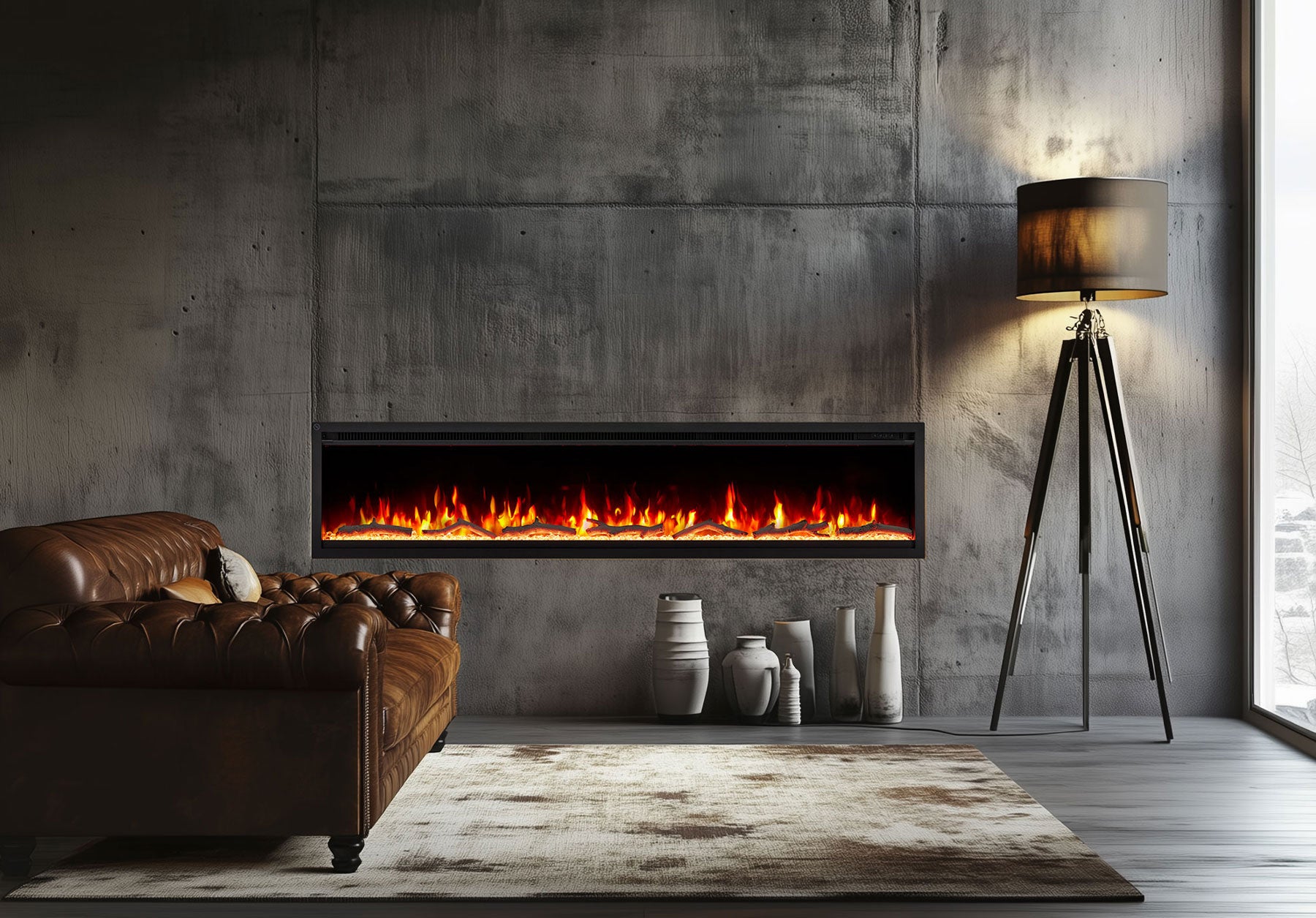 Nocturne 1500W 60 inch Built-in Recessed Electric Fireplace - Extra Slim 2 Nocturne 1500W 60 inch Built-in Recessed Electric Fireplace - Extra Slim - Image 2