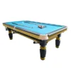 QUESLA 4.5cm Thickness Slate 8FT Steel Handrail Luxury Pool Snooker Billiard Table with Elegant Brass Detailing
