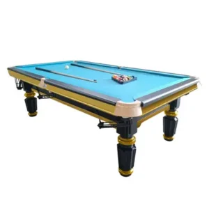 QUESLA 4.5cm Thickness Slate 8FT Steel Handrail Luxury Pool Snooker Billiard Table with Elegant Brass Detailing