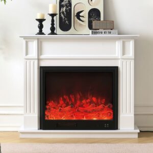 Clarendon 2000W Electric Fireplace Heater White Mantel Suite with 30" Moonlight Insert