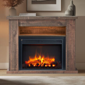 Quartz 2000W Electric Fireplace Heater Rustic Dark Oak Mantel Suite