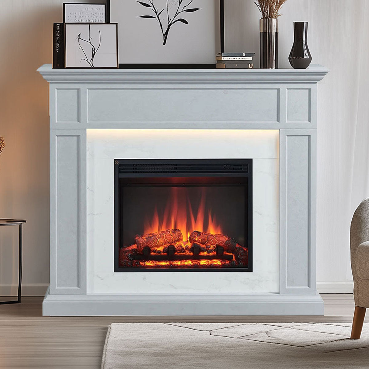 Pearl 2000W Electric Fireplace Heater Cement Grey Mantel Suite 3 Pearl 2000W Electric Fireplace Heater Cement Grey Mantel Suite - Image 3
