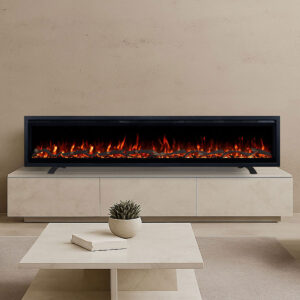 Lucerne 72 Inch 1800W Electric Fireplace – Recessed, Wall Mounted or Freestanding with Stand