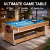 7FT 4IN1 Convertible Pool Table-Walnut Premium Quality(Blue Felt)