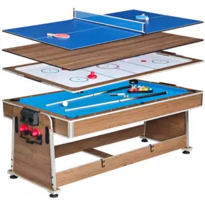 7FT 4IN1 Convertible Pool Table-Walnut Premium Quality(Blue Felt)