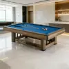 CUETIQ 9FT Pool Table Professional Billiard Table MDF Wood Construction Built-in Cue Rack Home Game Set Wood Finish - Blue - Image 2