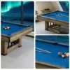 CUETIQ 9FT Pool Table Professional Billiard Table MDF Wood Construction Built-in Cue Rack Home Game Set Wood Finish - Blue - Image 4