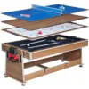 7FT 4IN1 Convertible Pool Table - Walnut Premium Quality (Blue Felt) (S2) - Image 7