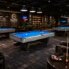 Modern grey 9ft competition slate pool table with metal frame