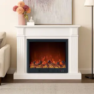 Berwick White Mantel Electric Fireplace Suite with 30 inch Orion Insert